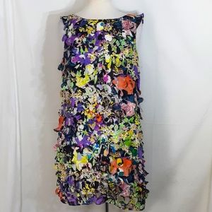 Diane Von Furstenberg a floral-print shift dress size medium purple blue black